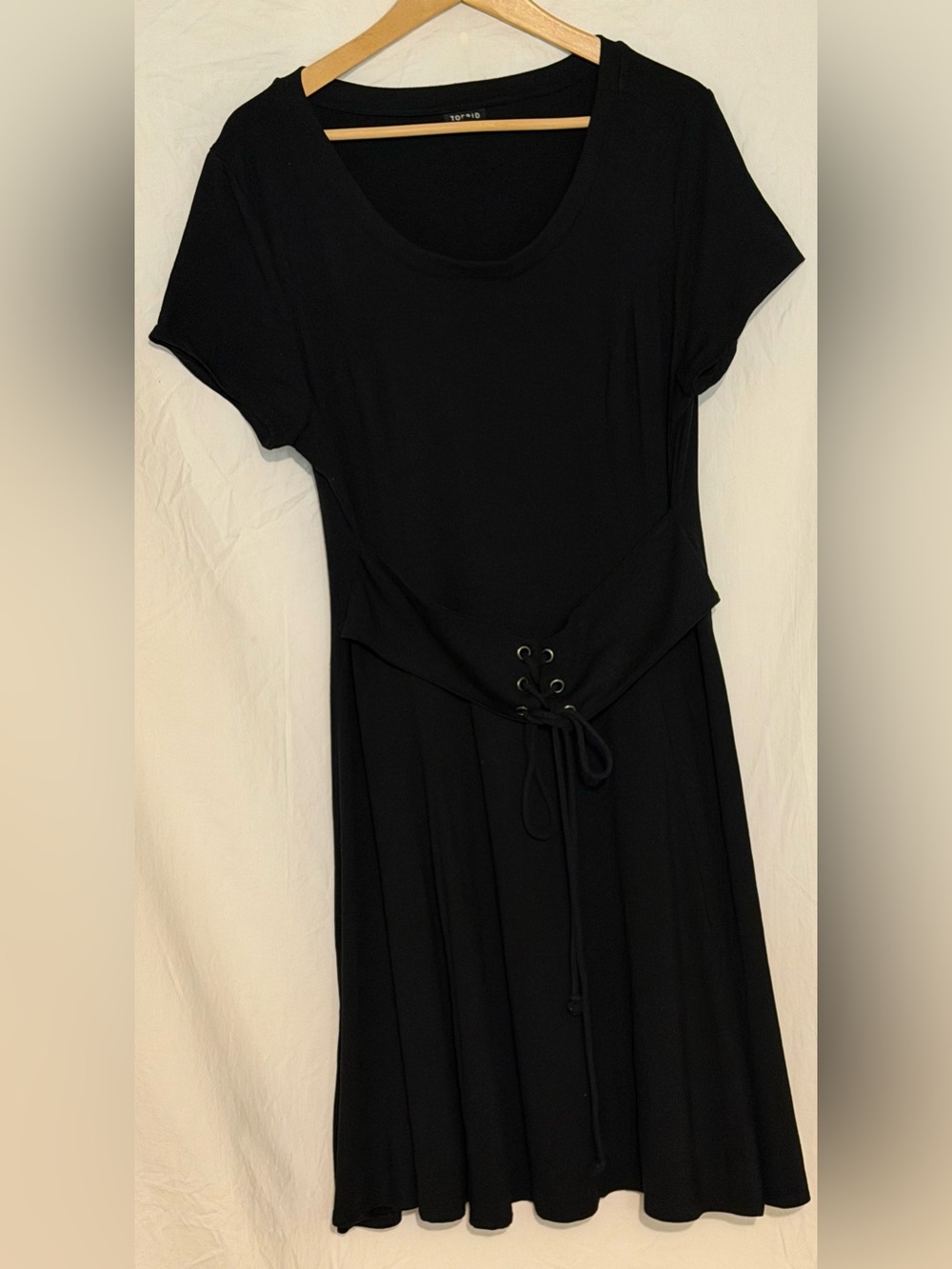 Torrid Black Short Sleeve Corset Lace Up Skater Dress Plus Size LBD Casual Goth